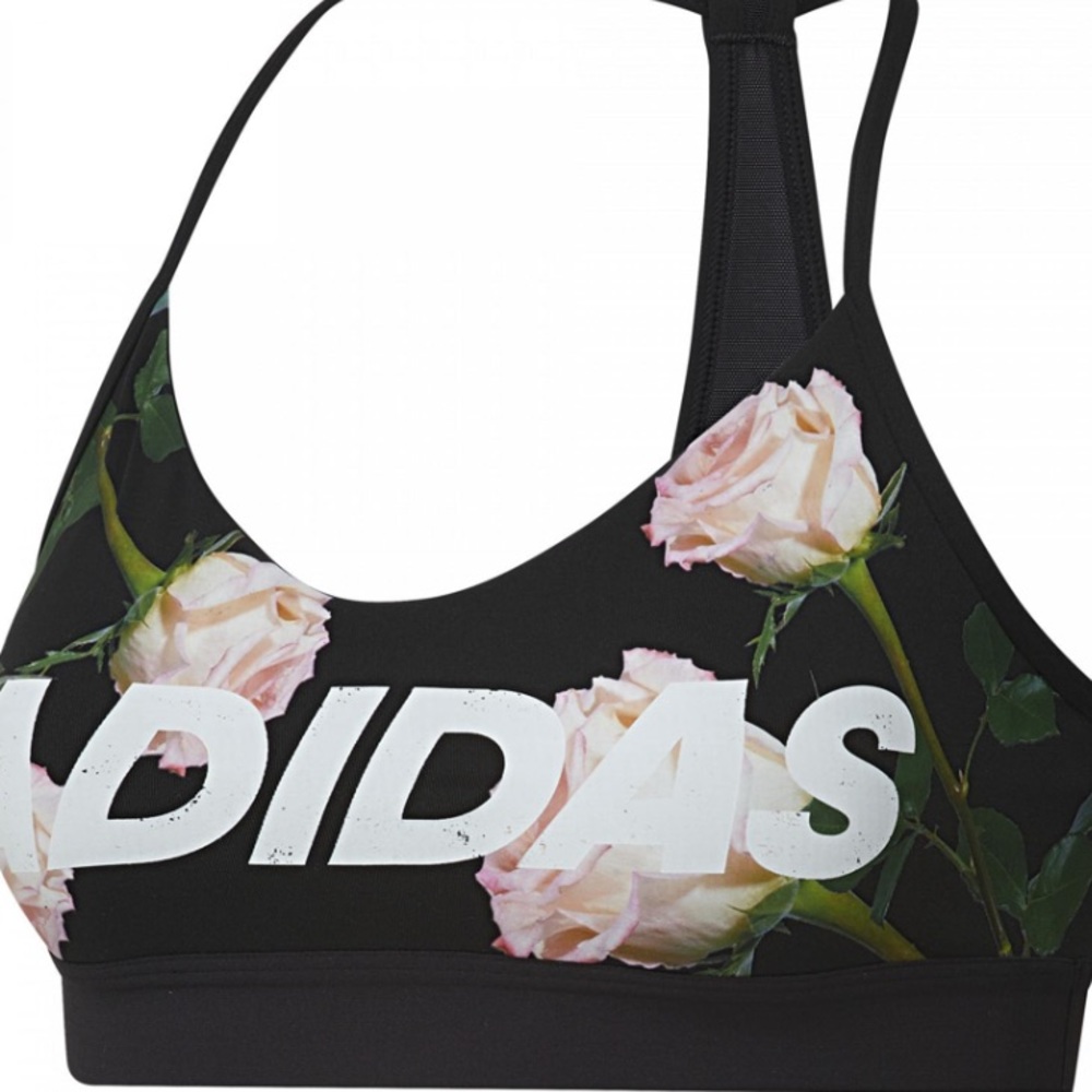 Adidas Originals Wip Floral Logo Mesh Sports Bra - Picture 2 of 8